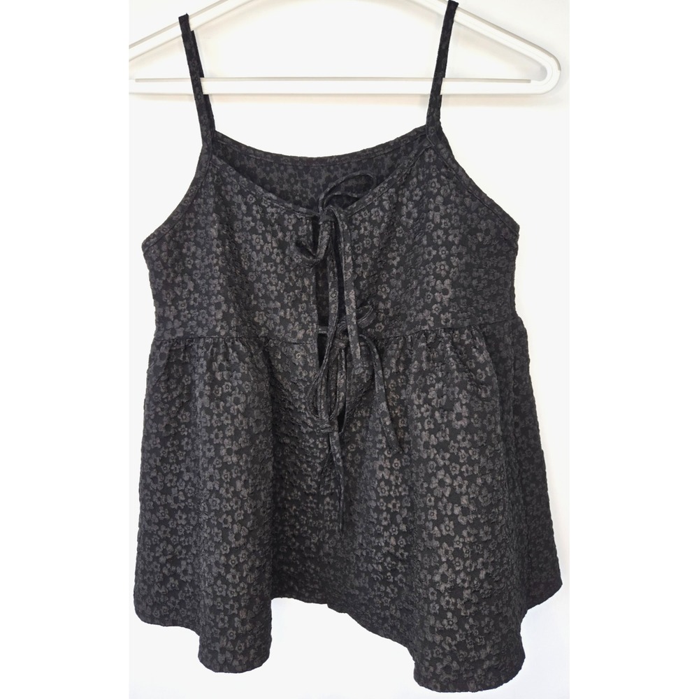 Gesibelle Eyelet Vest Top W Baby Doll Sz M Floral Ribbon Tie Boho Whimsy Goth